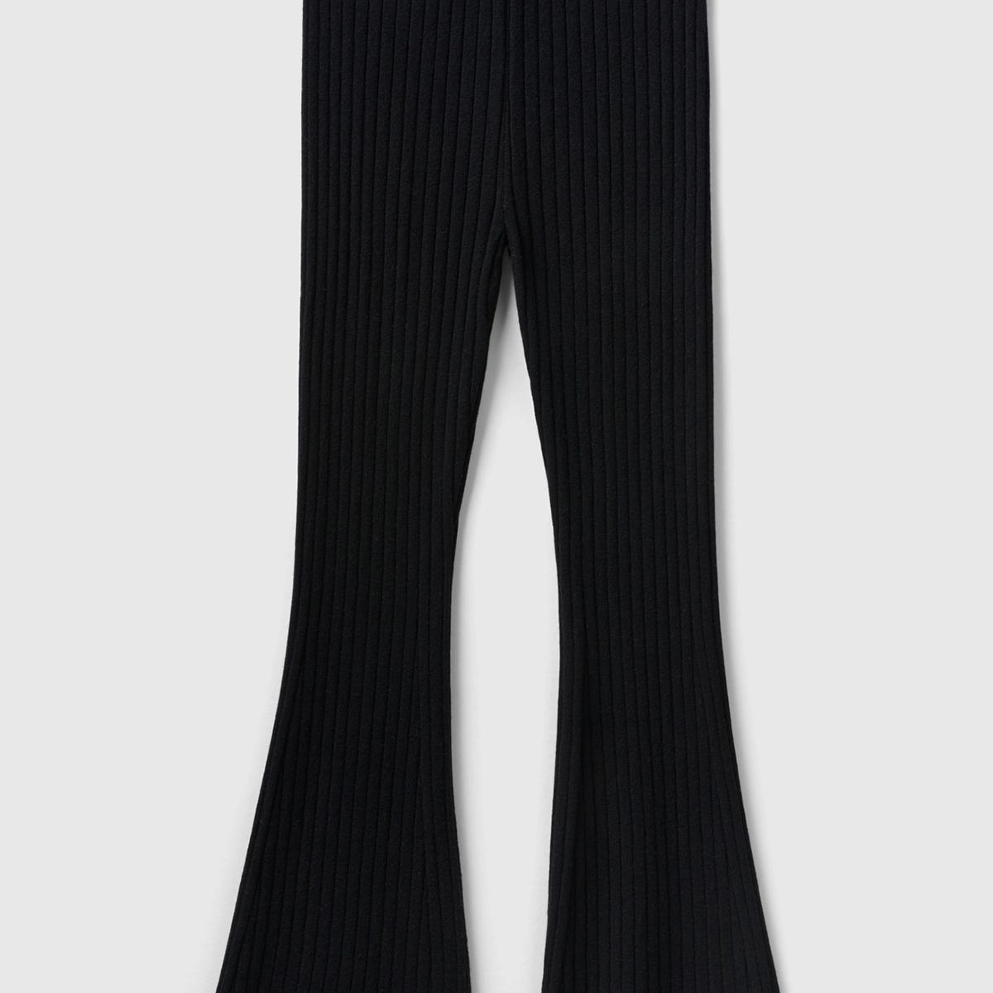 Kadın Siyah Yün Karışımlı Regular Fit Triko Pantolon