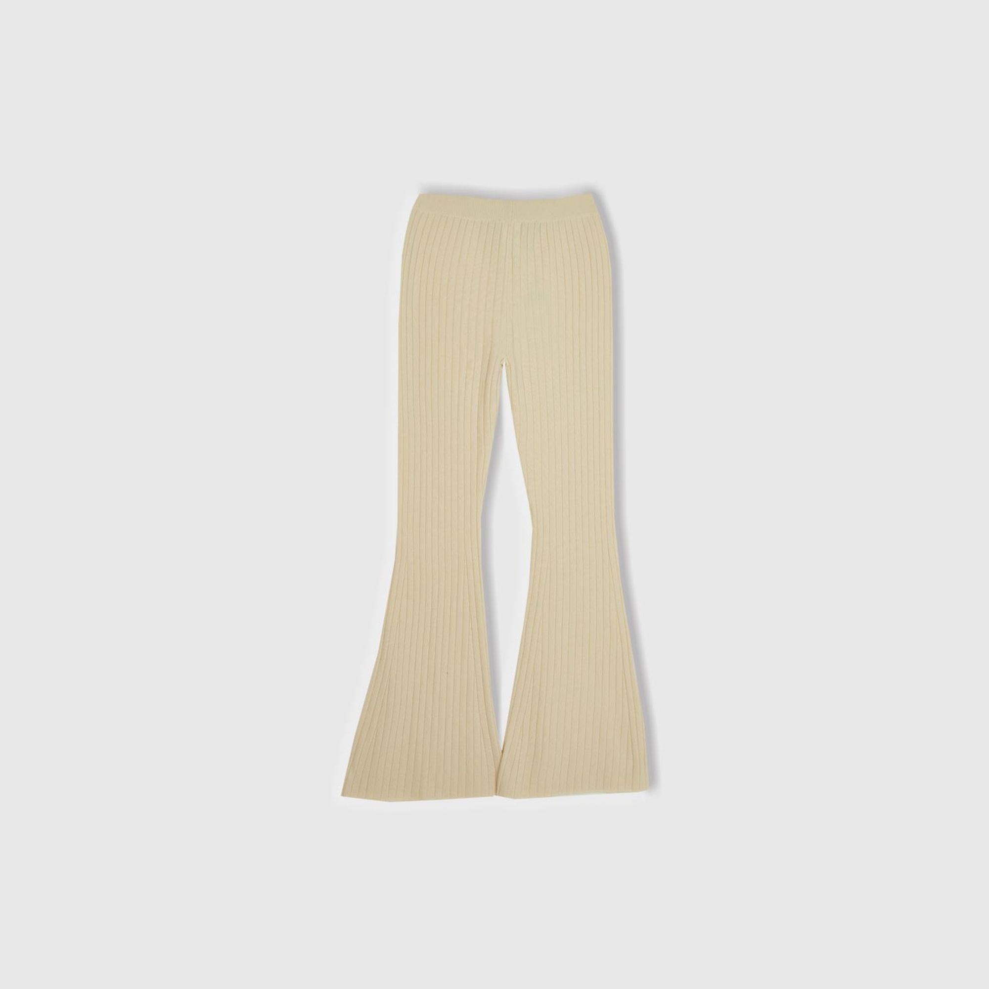 Kadın Bej Yün Karışımlı Regular Fit Triko Pantolon