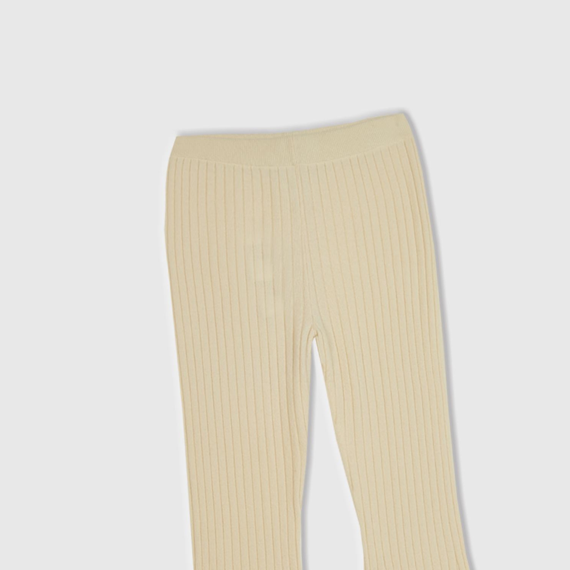 Kadın Bej Yün Karışımlı Regular Fit Triko Pantolon