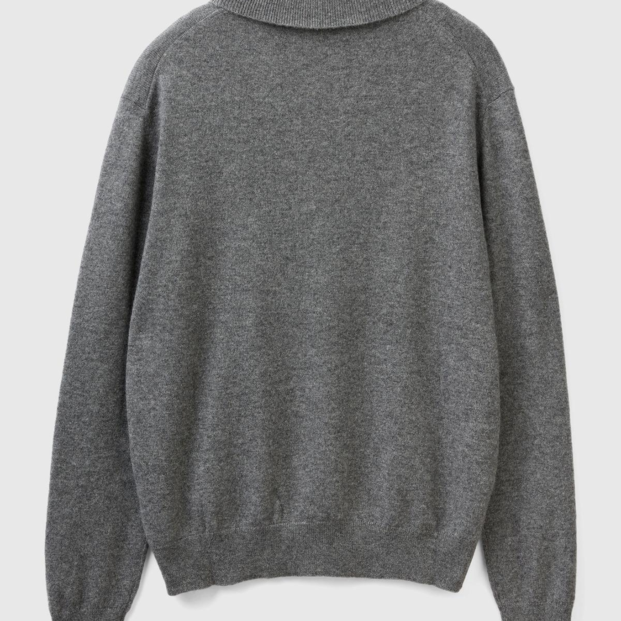 Erkek Antrasit Melanj %100 Kaşmir Dik Yaka Kazak