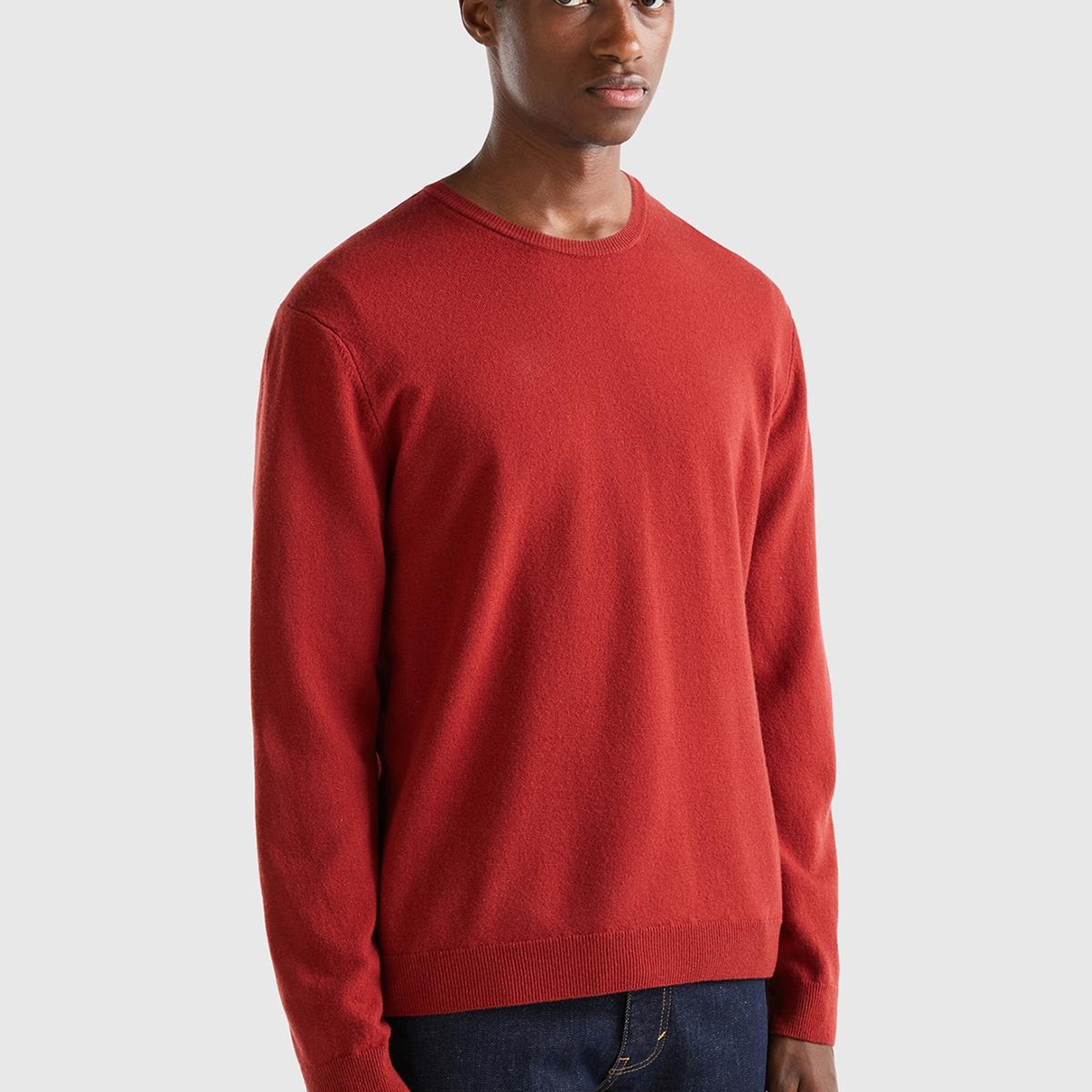 Erkek Bordo Bisiklet Yaka Merino Kazak