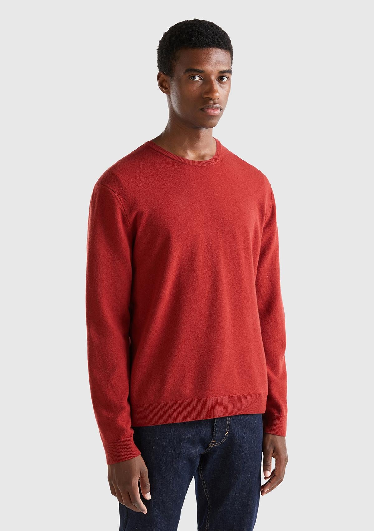  Erkek Bordo Bisiklet Yaka Merino Kazak