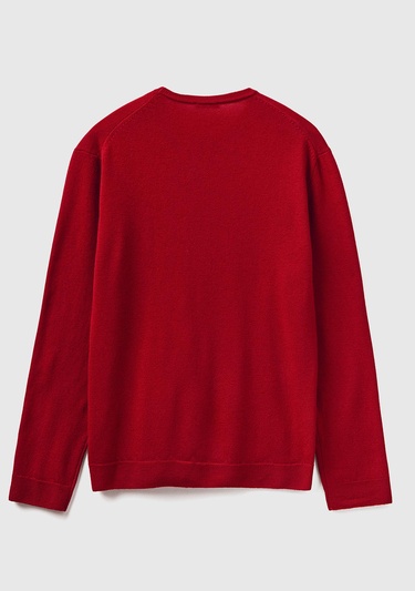  Erkek Bordo Bisiklet Yaka Merino Kazak