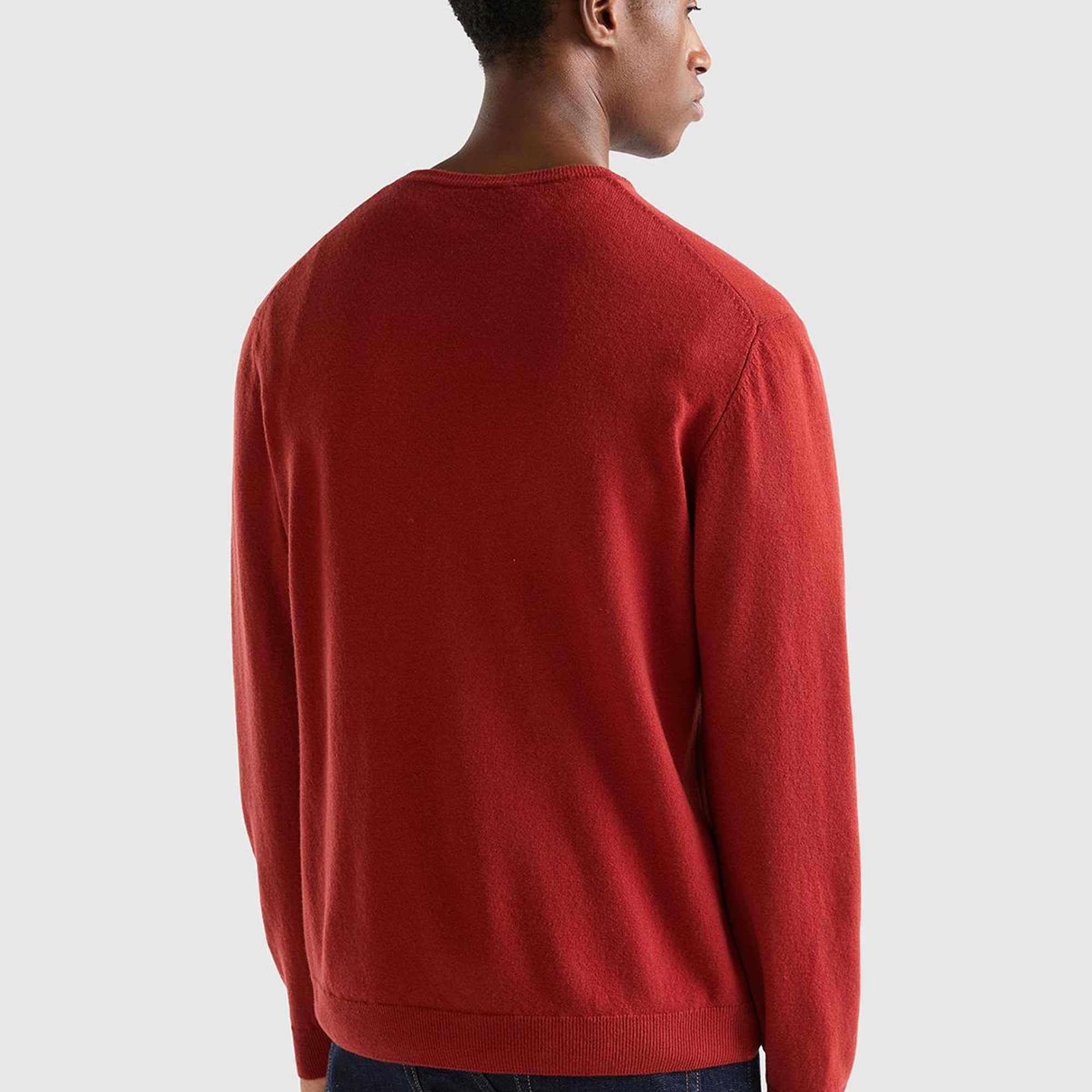 Erkek Bordo Bisiklet Yaka Merino Kazak