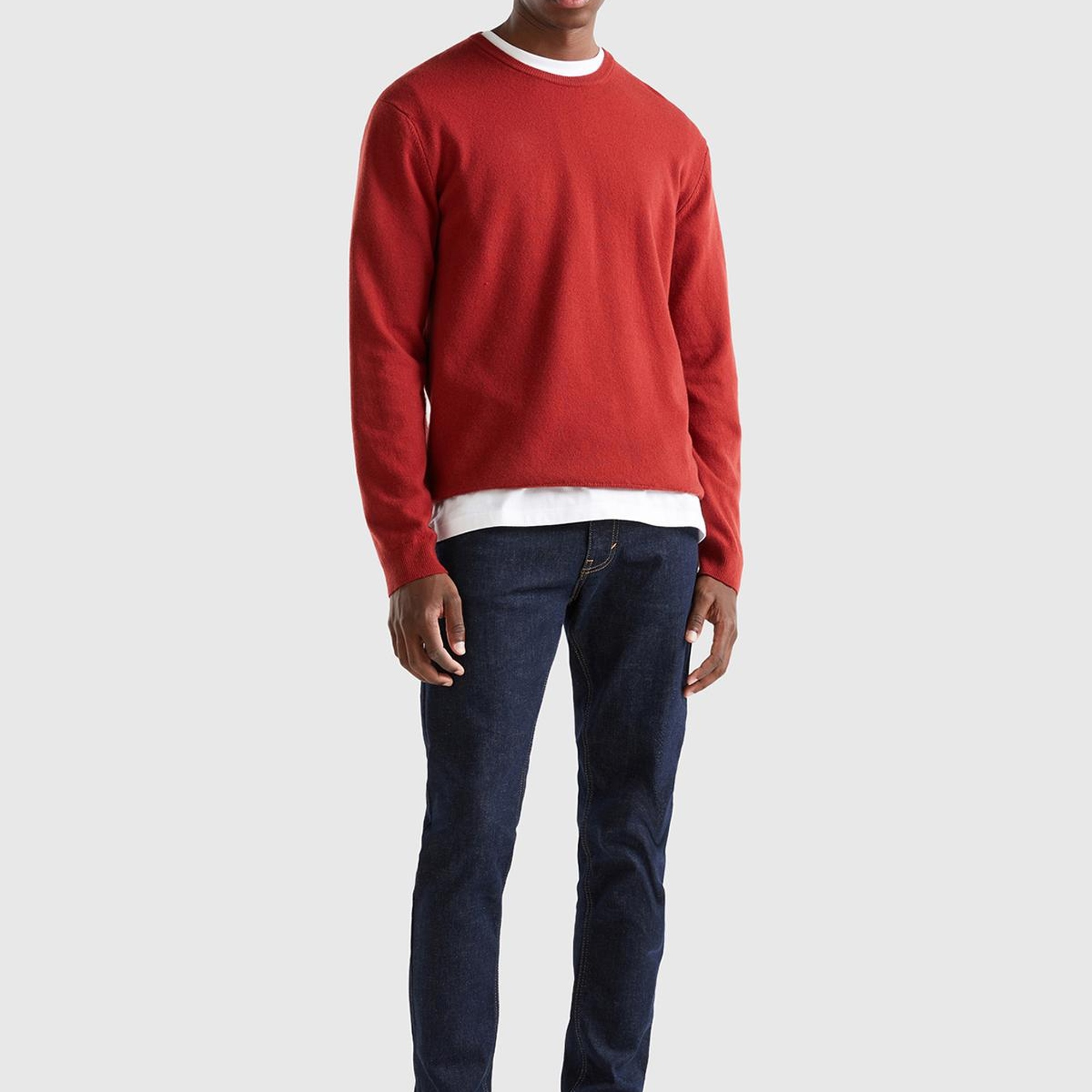 Erkek Bordo Bisiklet Yaka Merino Kazak