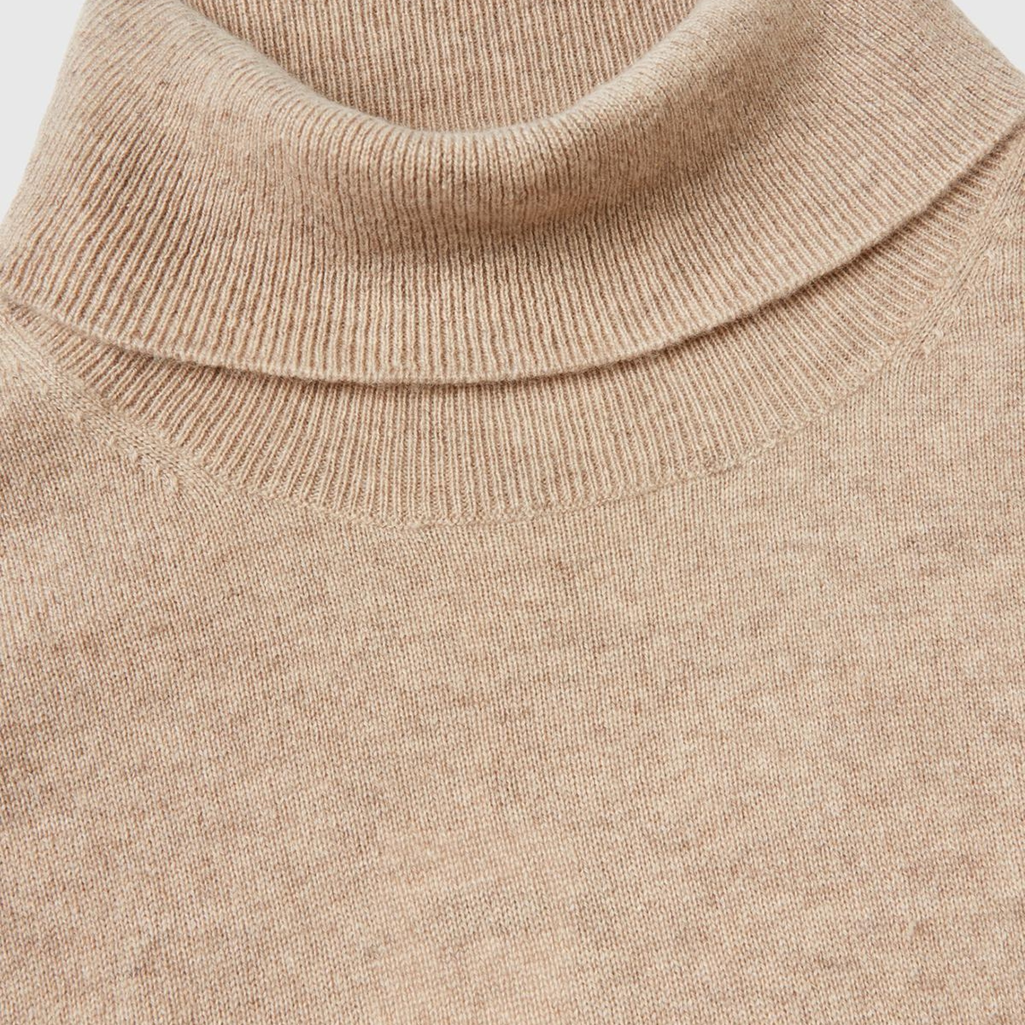 Erkek Sütlü Kahve Melanj %100 Kaşmir Dik Yaka Kazak