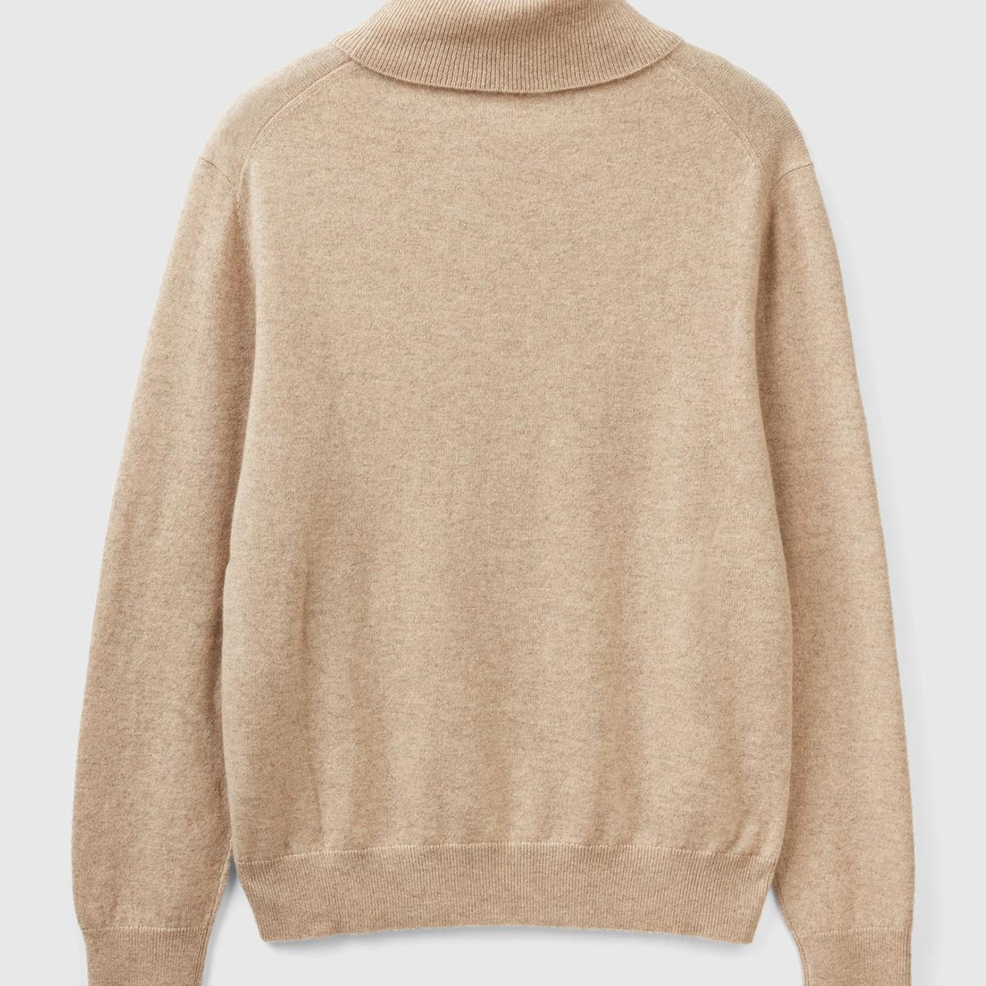 Erkek Sütlü Kahve Melanj %100 Kaşmir Dik Yaka Kazak