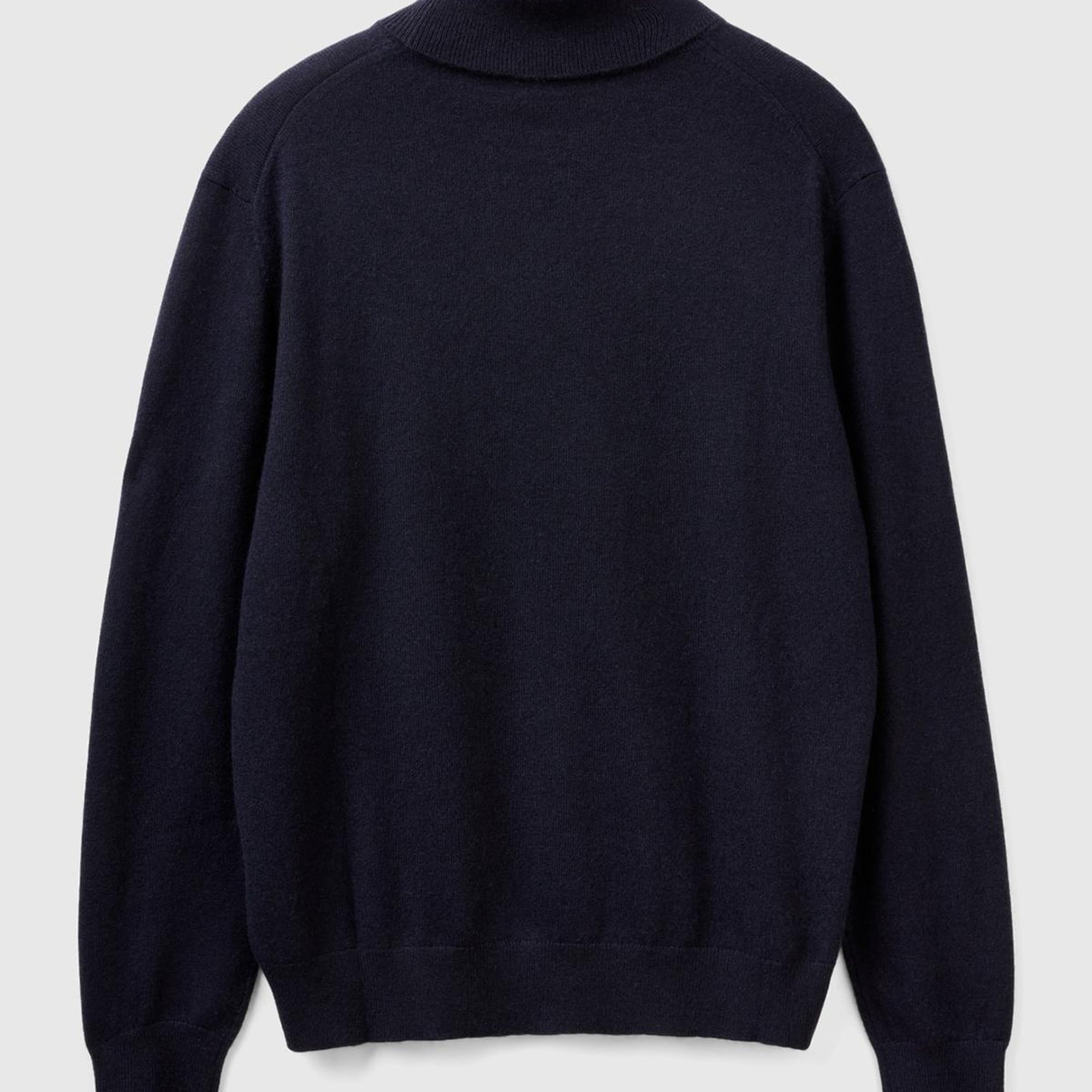 Erkek Lacivert %100 Kaşmir Dik Yaka Kazak