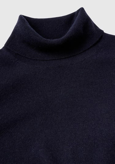  Erkek Lacivert %100 Kaşmir Dik Yaka Kazak