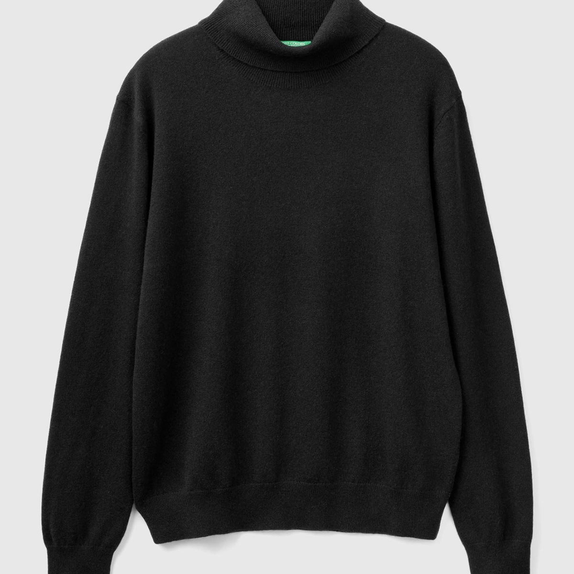 Erkek Siyah %100 Kaşmir Dik Yaka Kazak