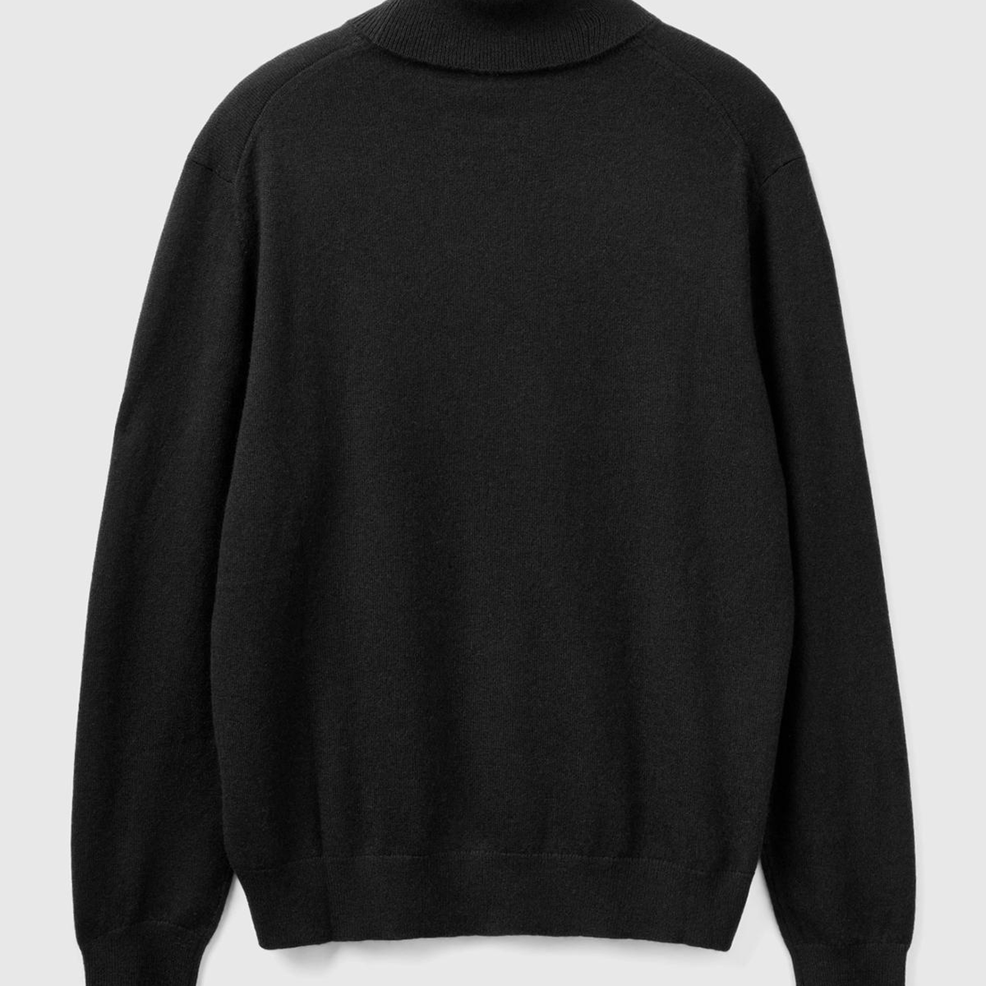 Erkek Siyah %100 Kaşmir Dik Yaka Kazak