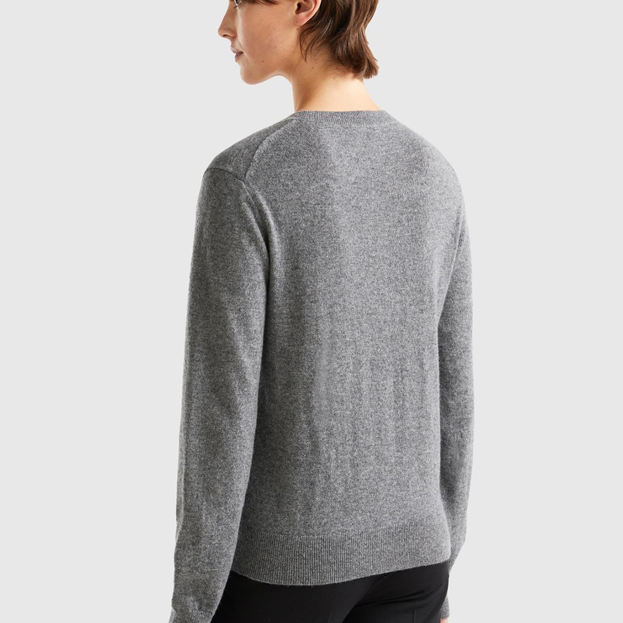 Kadın Antrasit Melanj %100 Kaşmir Hırka