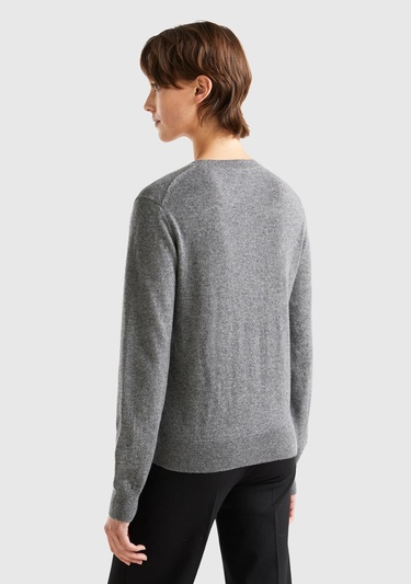  Kadın Antrasit Melanj %100 Kaşmir Hırka