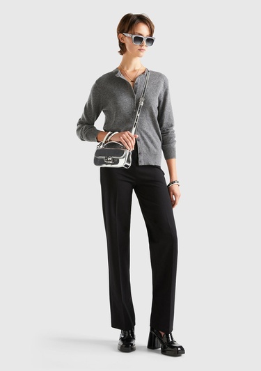  Kadın Antrasit Melanj %100 Kaşmir Hırka