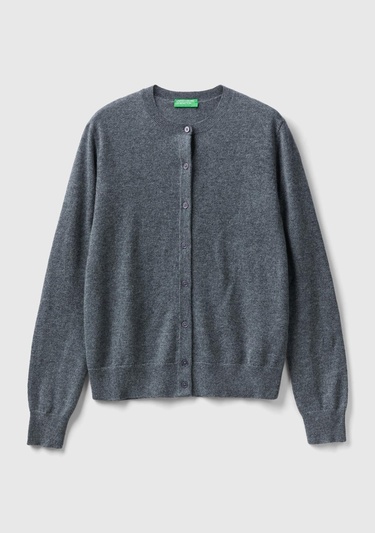  Kadın Antrasit Melanj %100 Kaşmir Hırka