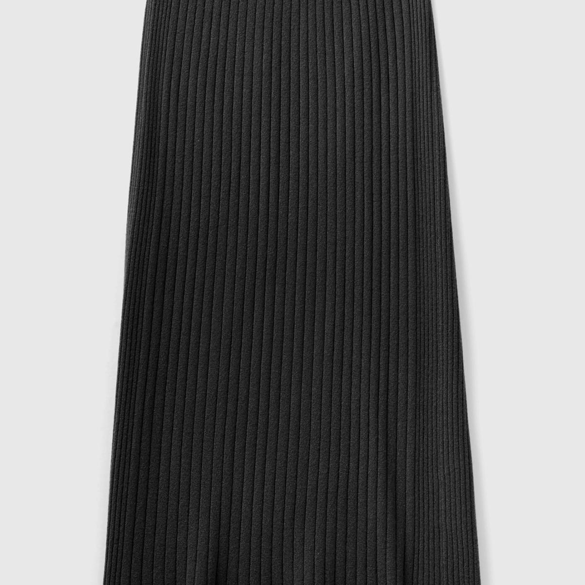 Kadın Siyah Yün Karışımlı Uzun Etek