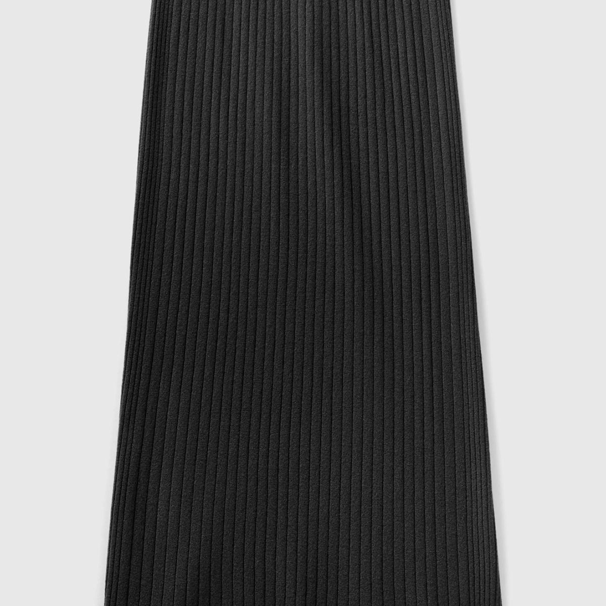 Kadın Siyah Yün Karışımlı Uzun Etek