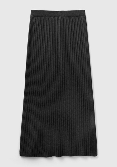  Kadın Siyah Yün Karışımlı Uzun Etek