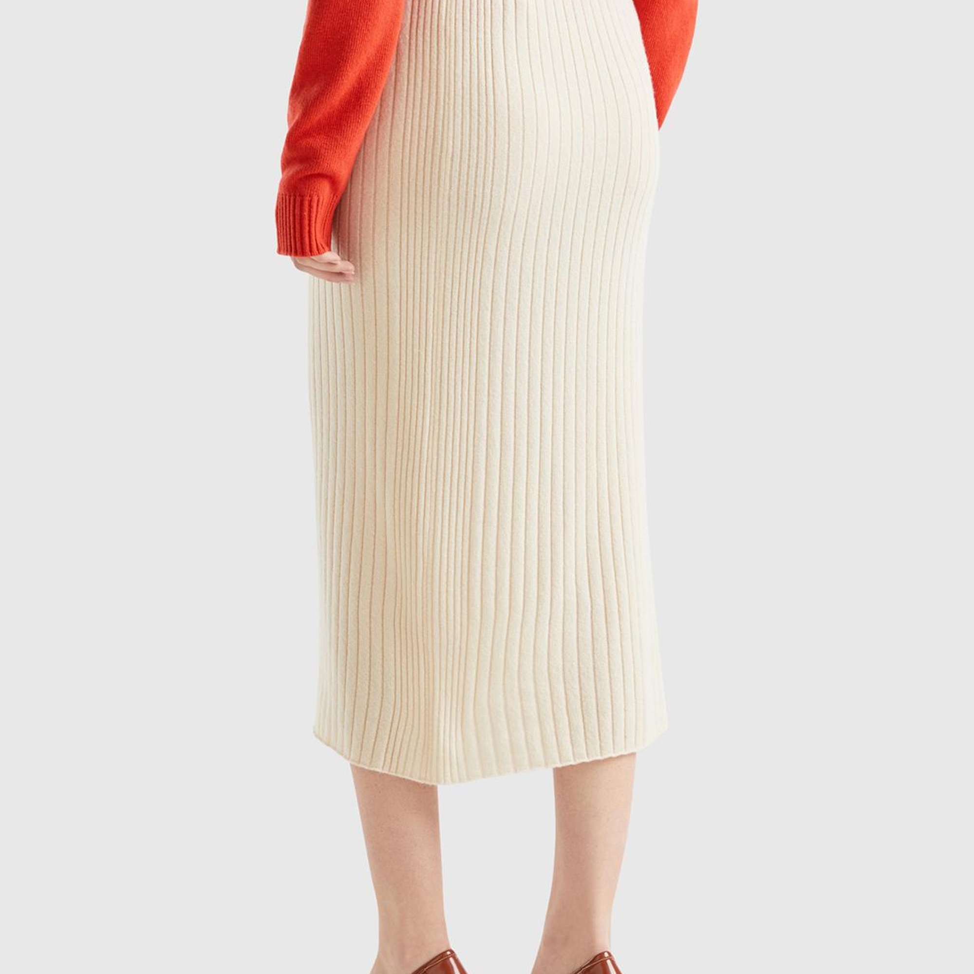 Kadın Bej Yün Karışımlı Uzun Etek