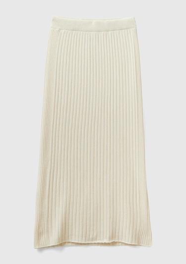  Kadın Bej Yün Karışımlı Uzun Etek