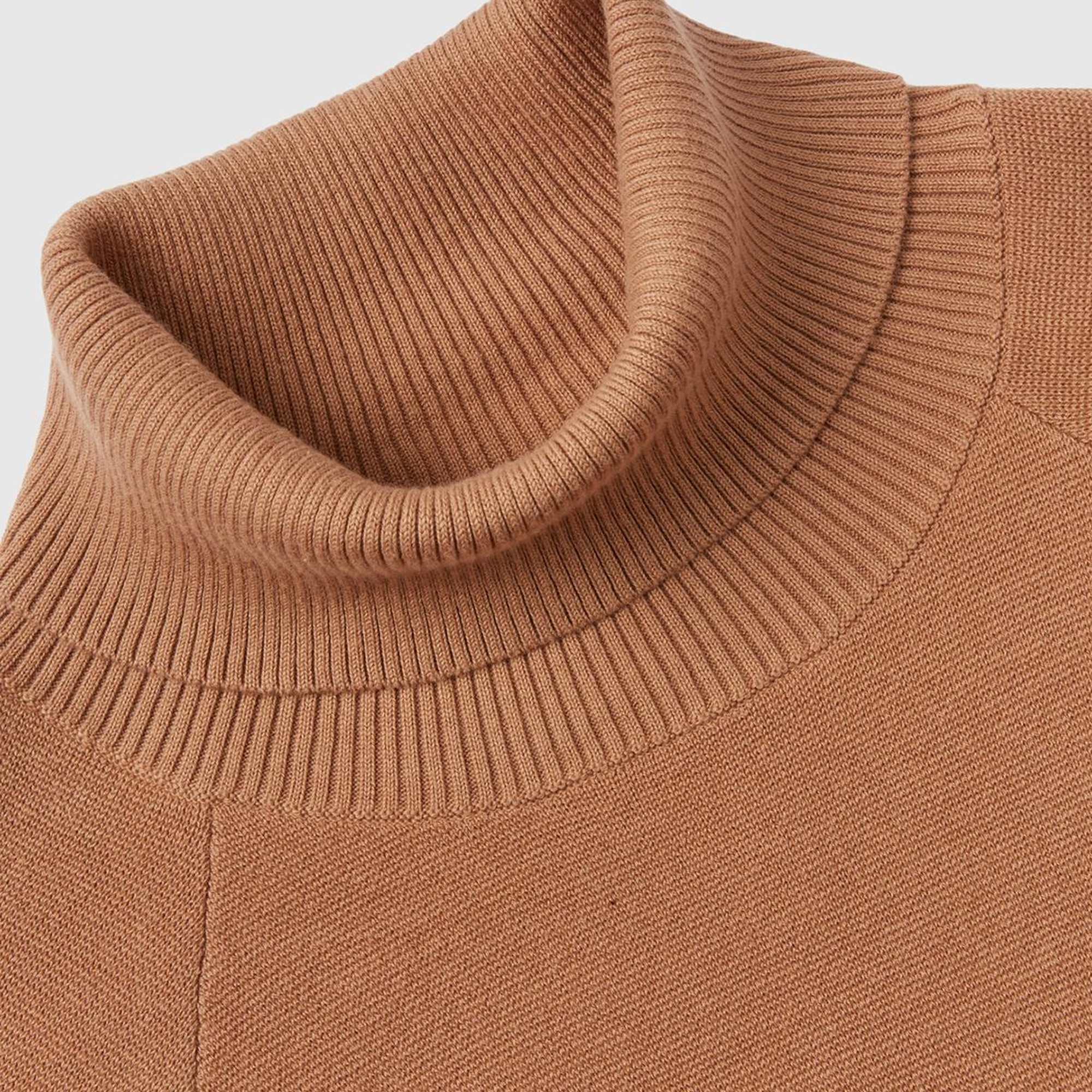 Kadın Taba Koton Karışımlı Balıkçı Yaka Diz Midi Elbise