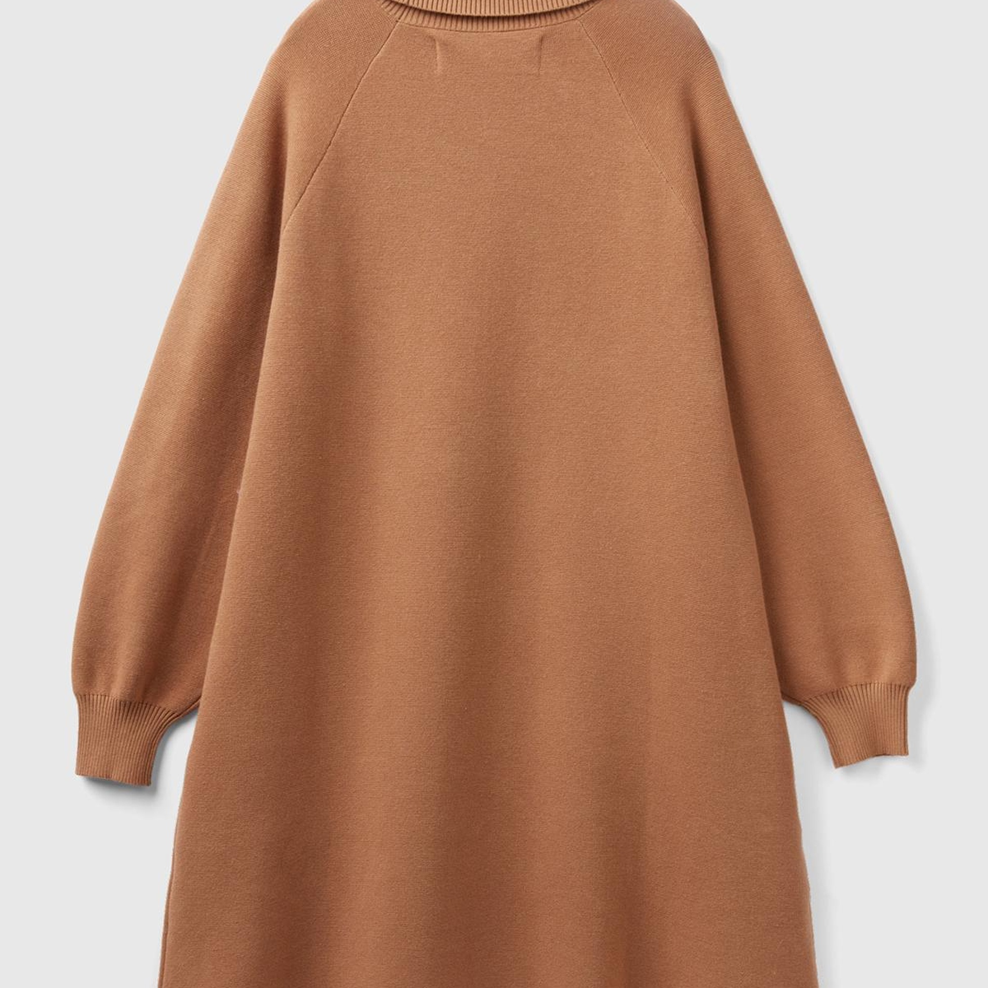 Kadın Taba Koton Karışımlı Balıkçı Yaka Diz Midi Elbise