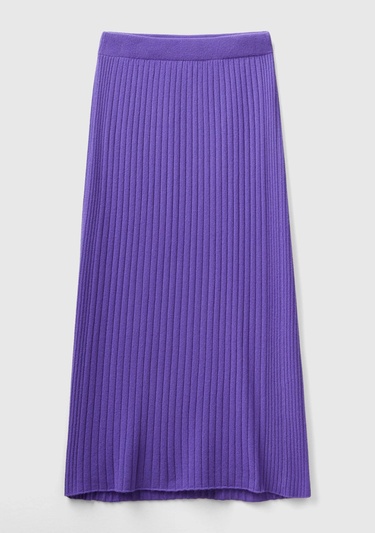  Kadın Mor Yün Karışımlı Uzun Etek