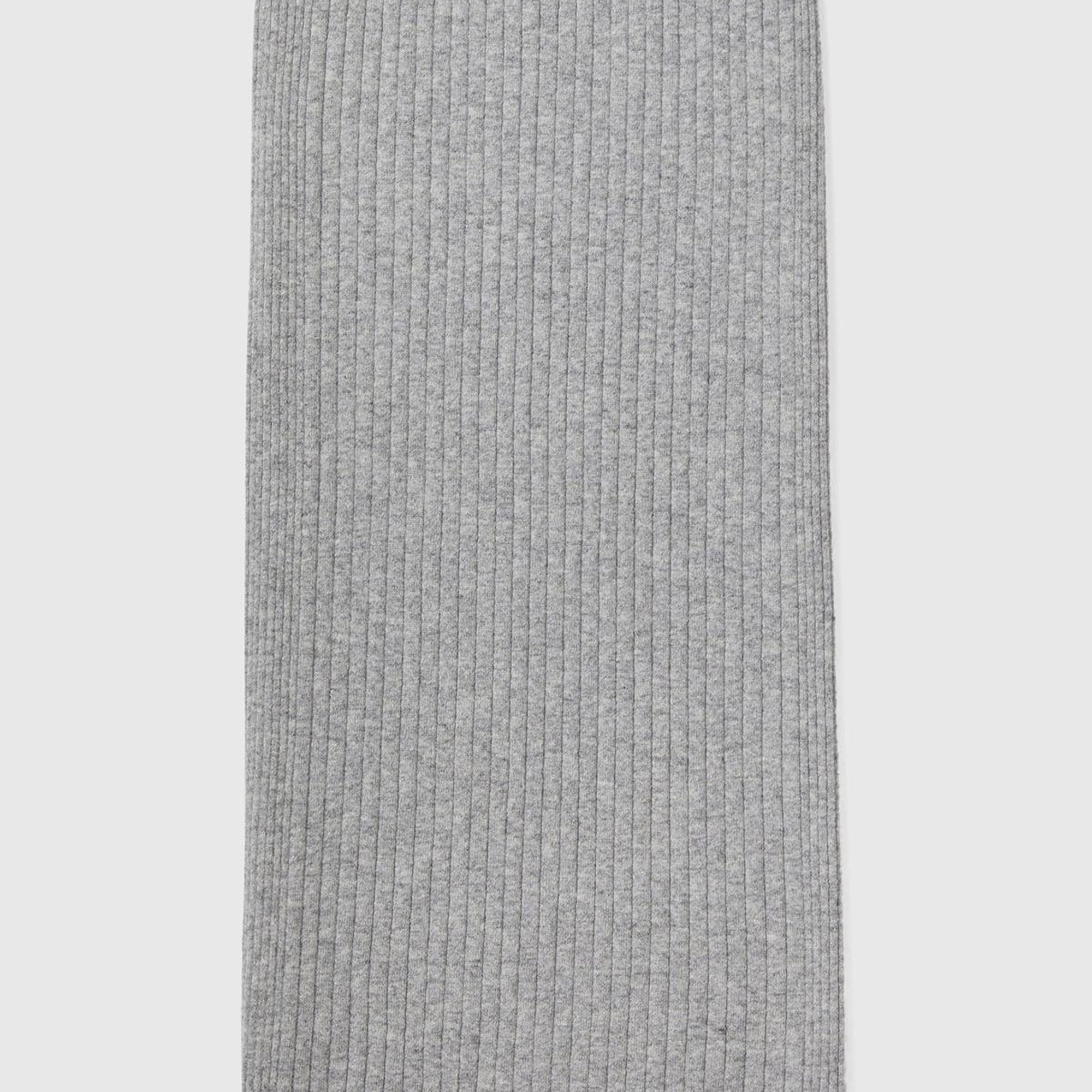 Kadın Gri Melanj Yün Karışımlı Uzun Etek