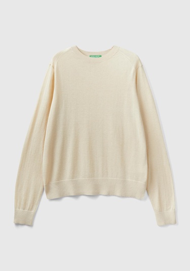  Kadın Bej Kaşmir Karışımlı İnce Kazak