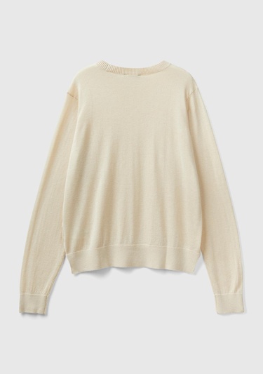  Kadın Bej Kaşmir Karışımlı İnce Kazak