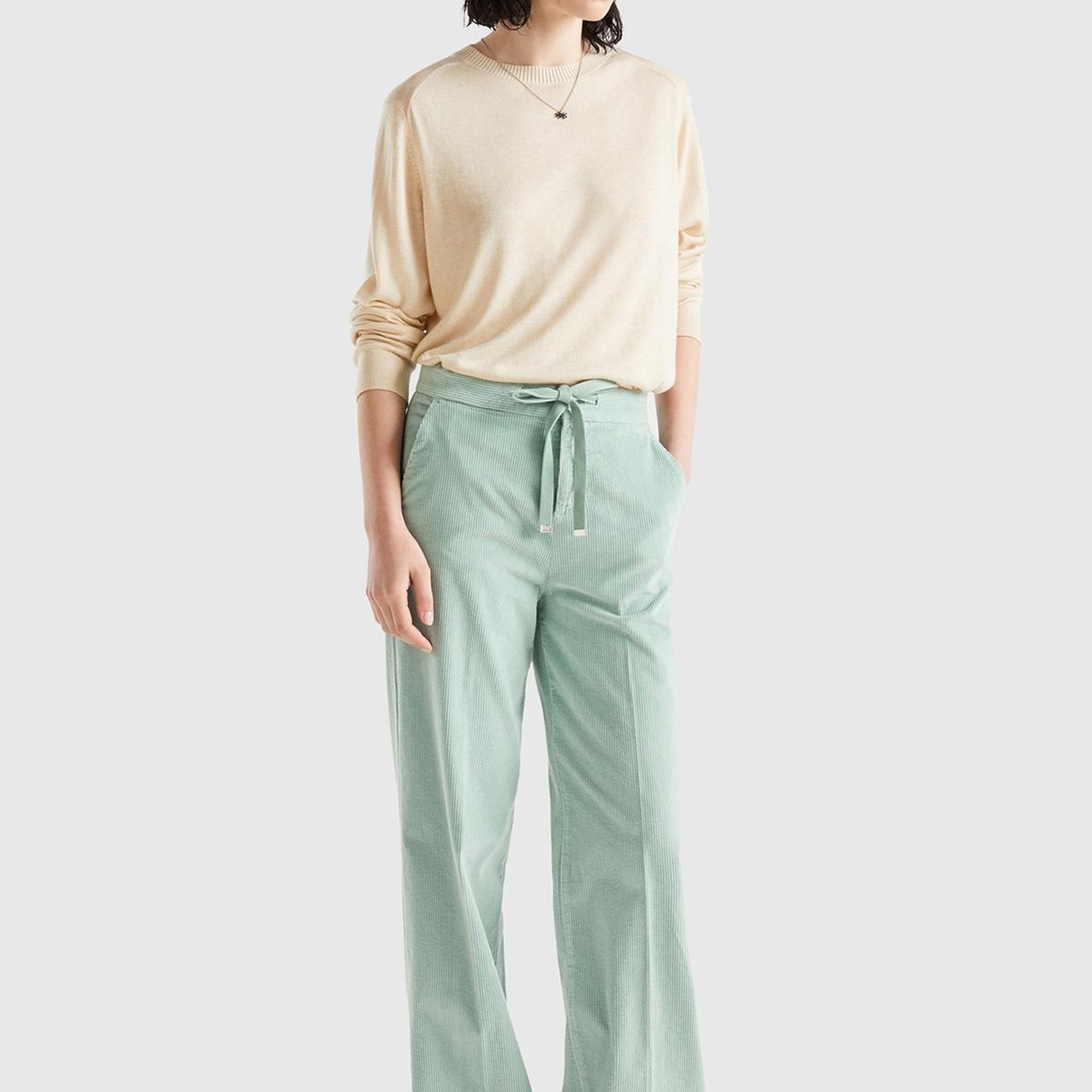 Kadın Bej Kaşmir Karışımlı İnce Kazak