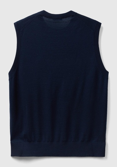  Erkek Lacivert Extra Fine Merino Yelek