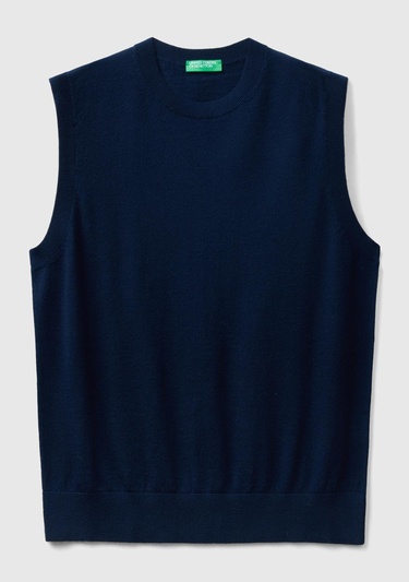  Erkek Lacivert Extra Fine Merino Yelek