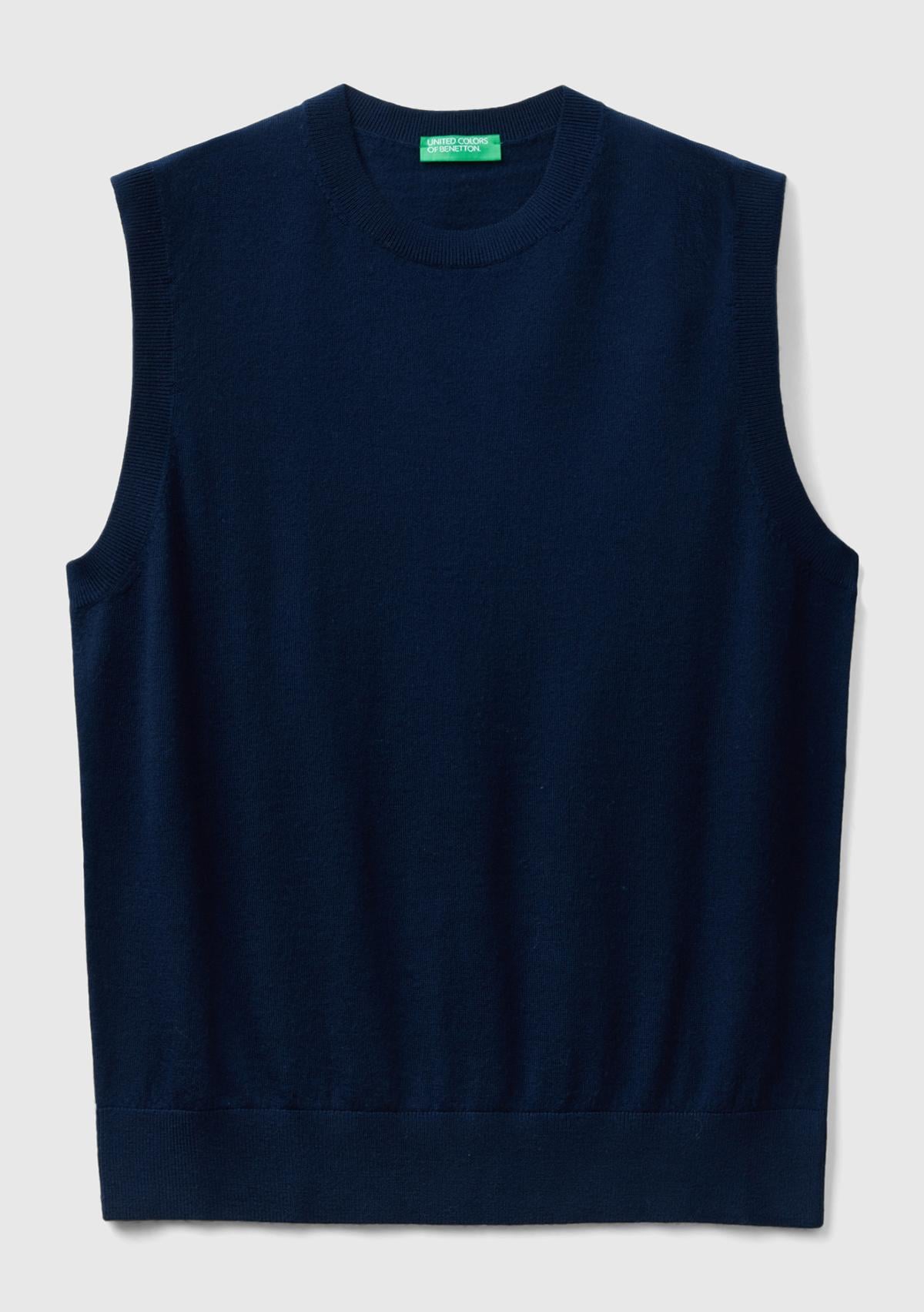  Erkek Lacivert Extra Fine Merino Yelek