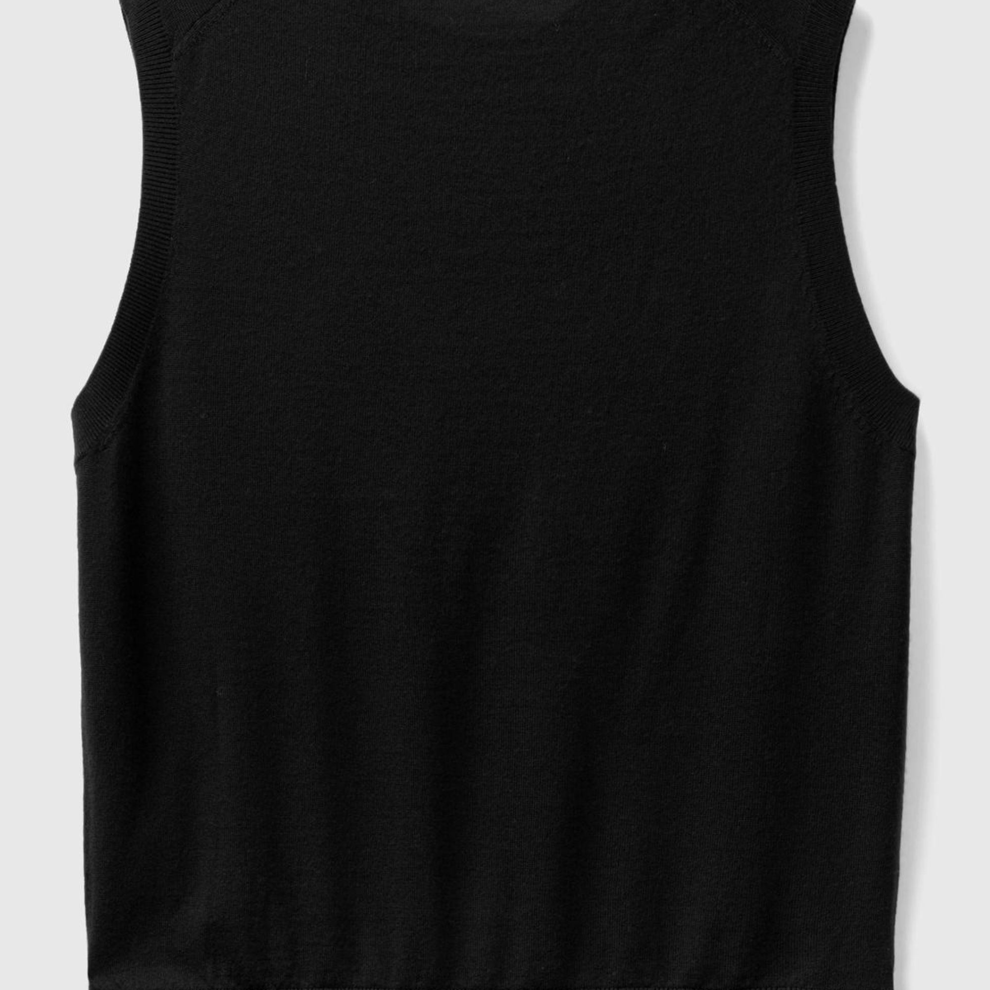 Erkek Siyah Extra Fine Merino Yelek