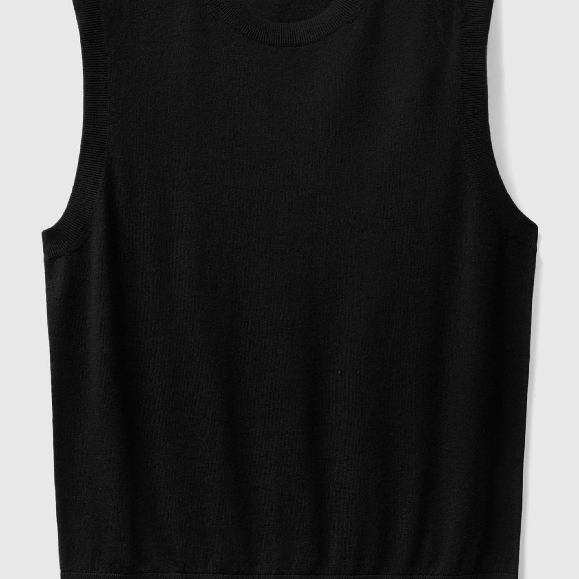 Erkek Siyah Extra Fine Merino Yelek