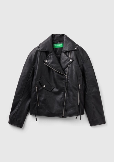  Kadın Siyah Şal Yaka Suni Deri Ceket