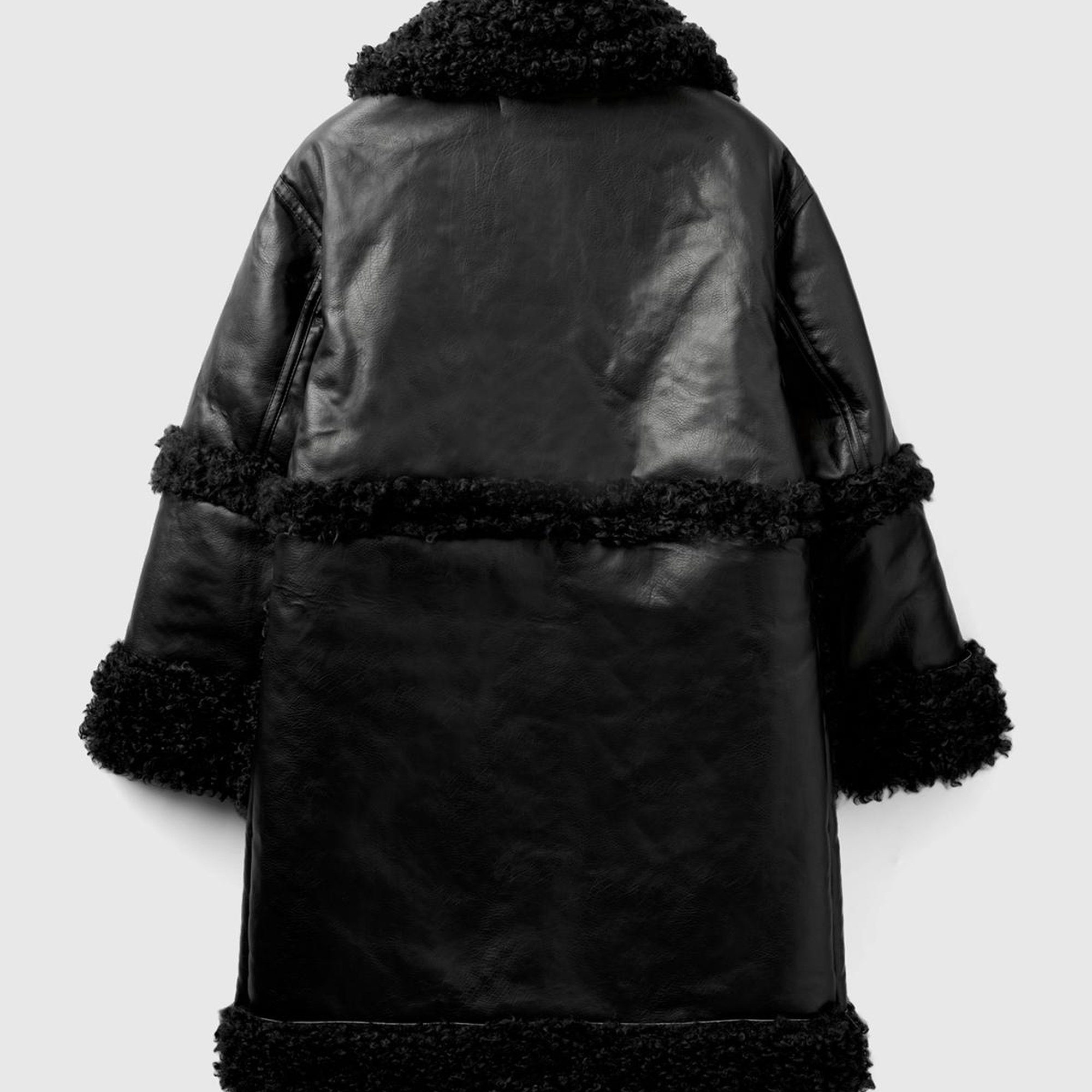 Kadın Siyah Suni Deri Palto