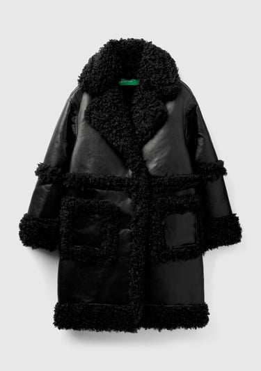 Kadın Siyah Suni Deri Palto