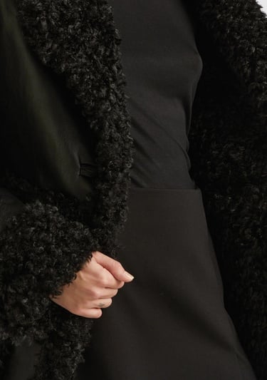  Kadın Siyah Suni Deri Palto