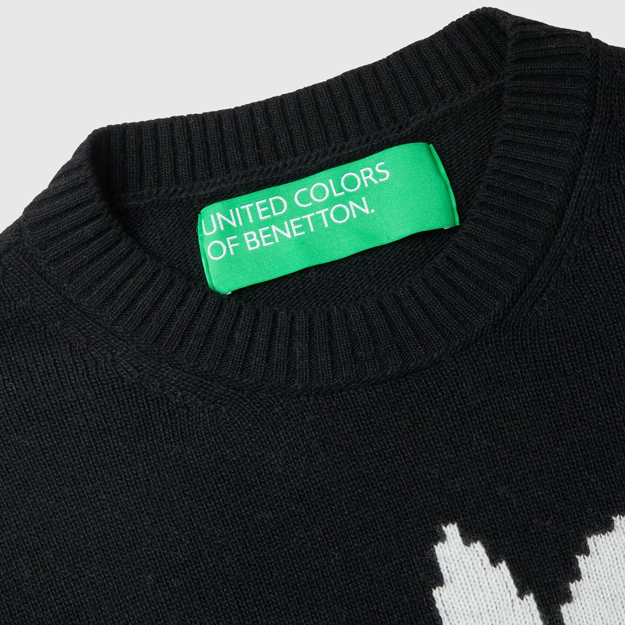 Kadın Siyah Kaşmir Karışımlı Tavşan Desenli Kazak