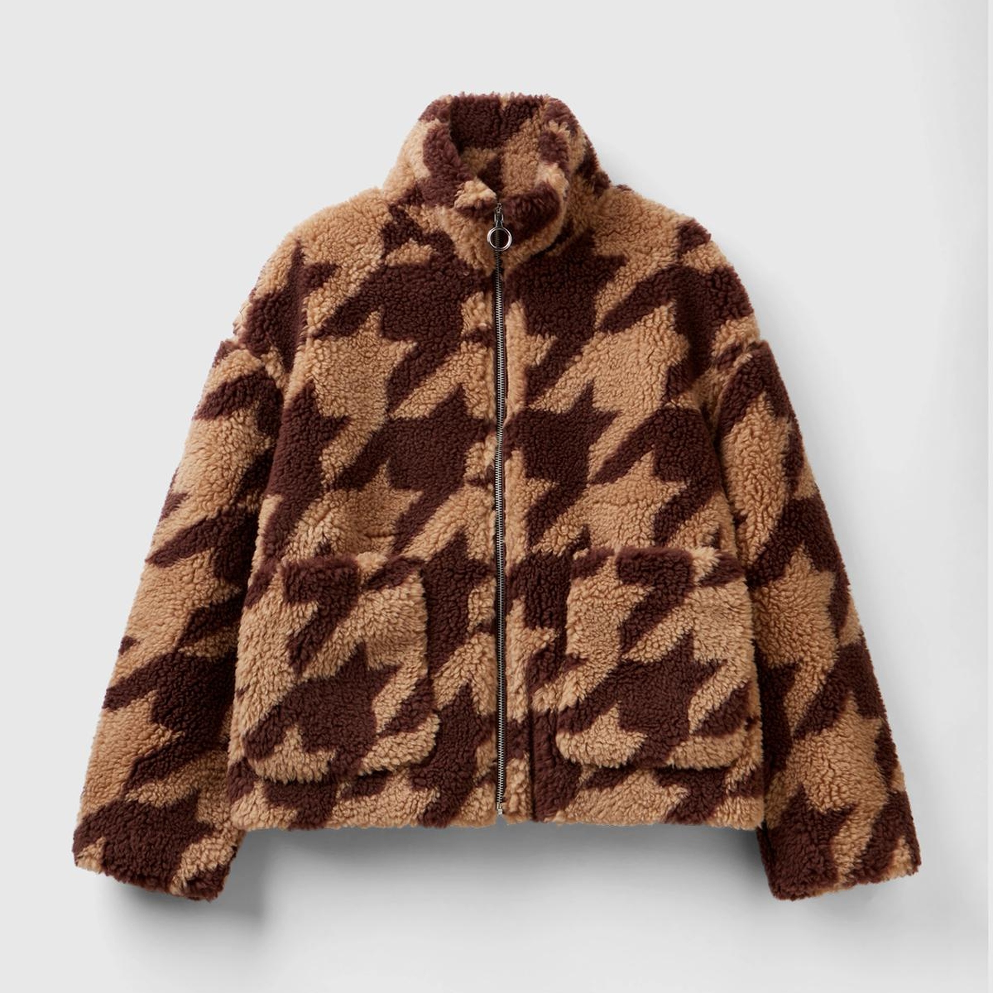 Kadın Kahverengi Kazayağı Teddy Ceket