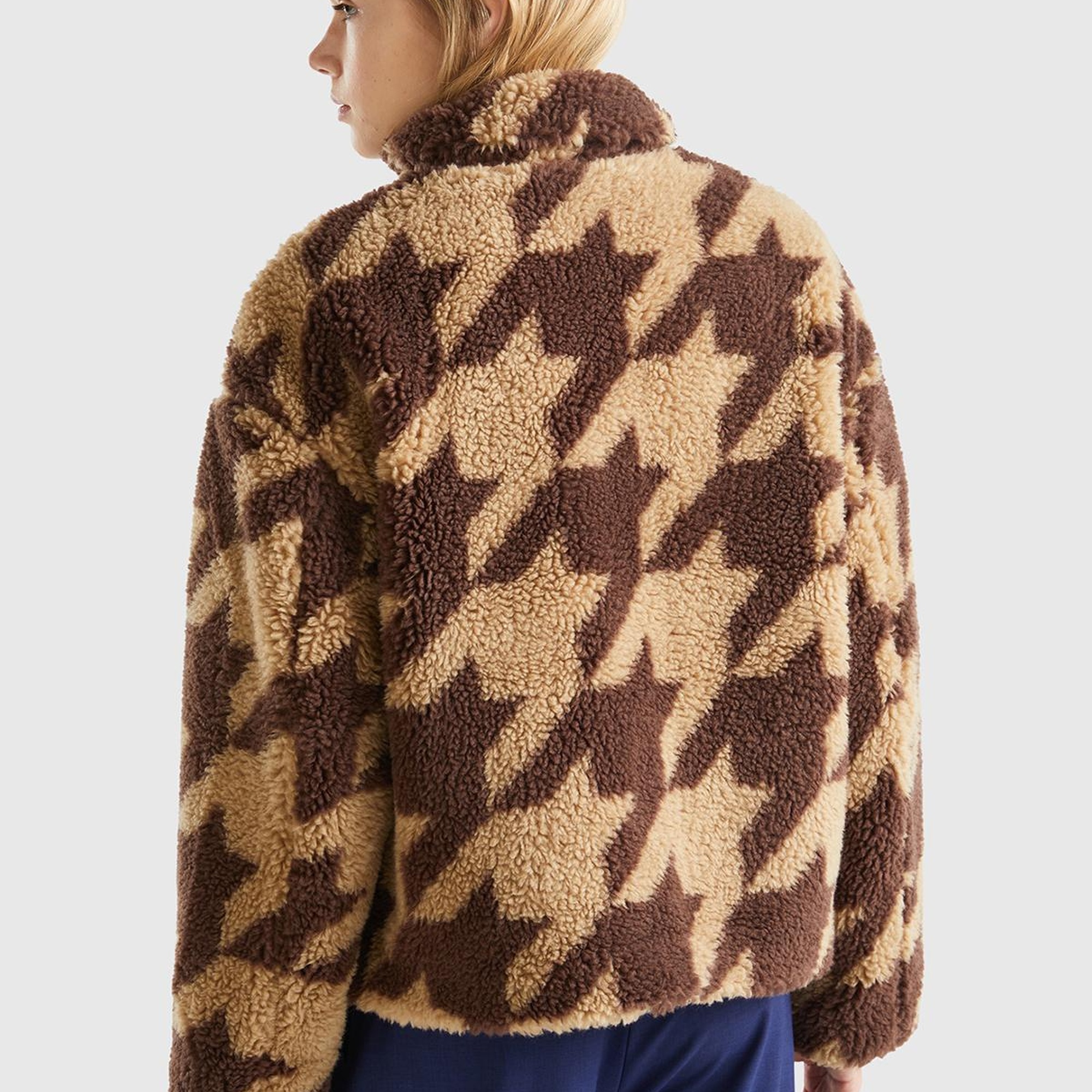 Kadın Kahverengi Kazayağı Teddy Ceket