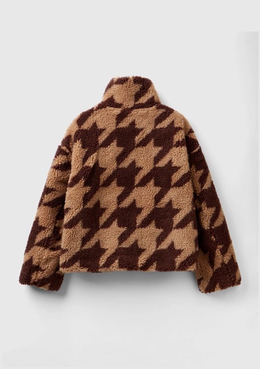  Kadın Kahverengi Kazayağı Teddy Ceket