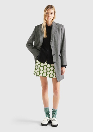  Kadın Siyah- Beyaz Ekoseli Palto