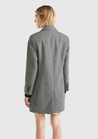  Kadın Siyah- Beyaz Ekoseli Palto