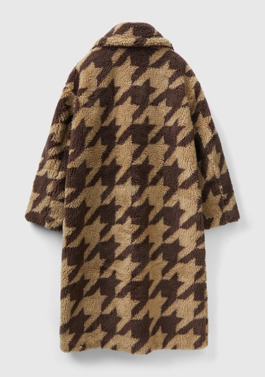  Kadın Kahverengi Kazayağı Teddy Palto