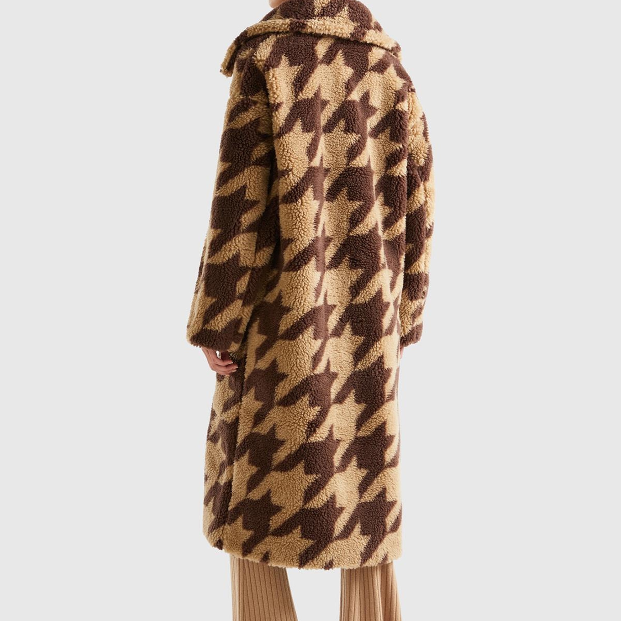 Kadın Kahverengi Kazayağı Teddy Palto