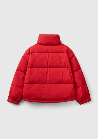  Kadın Kırmızı Kaz Tüyü Dolgulu Pufa Mont