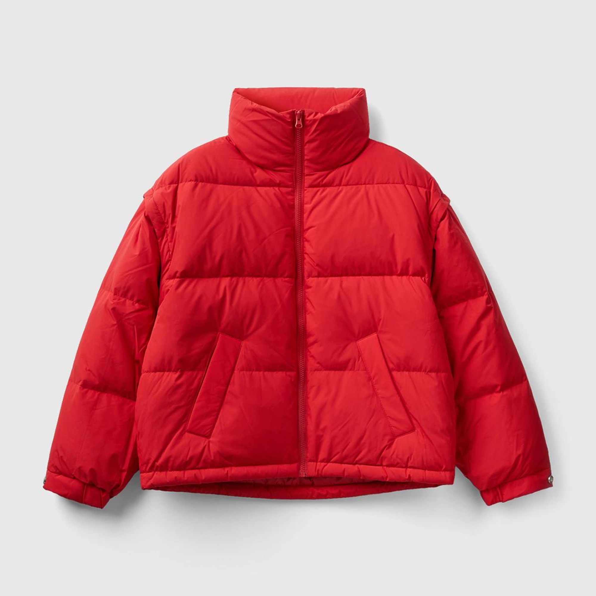 Kadın Kırmızı Kaz Tüyü Dolgulu Pufa Mont